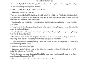 Thông tư 19-TC/TCT lệ phí trước bạ hướng dẫn Nghị định 193-CP