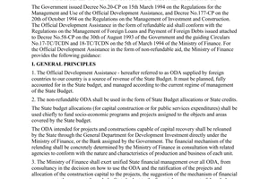 Circular No 22-TC/VT of March 20, 1995, guiding the implementation of the regime of state financial management over the official development assistance