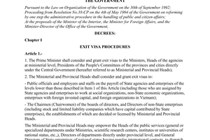Decree No. 24-CP of March 24, 1995, on entry and exit visa procedures