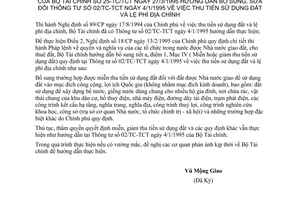 Thông tư 25-TC/TCT thu tiền sử dụng đất lệ phí địa chính sửa đổi thông tư 02/TC-TCT