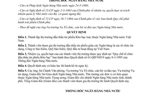 Quyết định 88-QĐ/NH9 năm 1995 thành lập thị trường đấu thầu tín phiếu Kho bạc