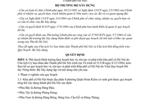 Quyết định 70/BXD/KT-QH bảo vệ tôn tạo và phát triển khu phố cổ Hà Nội