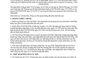 Thông tư 118-TCHQ/GSQL danh mục hàng hóa cấm xuất nhập hướng dẫn quyết định 96/TM-XNK