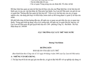 Công văn 111/NVĐP  hướng dẫn bảo quản tài liệu lưu trữ