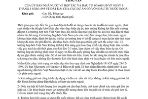 Công văn 688-UB/VP đất đai của các dự án có vốn đầu tư nước ngoài