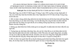Công văn 477-BCD/QLN  bán nhà thuộc sở hữu Nhà nước cho người đang thuê theo NĐ 61-CP