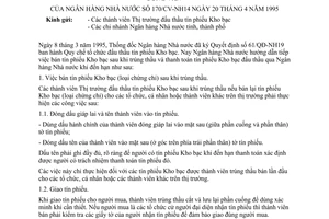 Công văn 170/CV-NH14 bán và thanh toán tín phiếu Kho bạc đấu thầu qua NHNN khi đến hạn