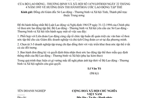 Công văn 1479/LĐTBXH hướng dẫn thi hành thoả ước lao động tập thể