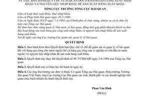 Quyết định 126-TCHQ/QĐ quy chế hải quan hàng gia công xuất nhập khẩu và nguyên liệu nhập khẩu sản xuất hàng xuất khẩu
