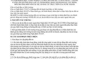 Thông tư 715/MTg hướng dẫn lập thẩm định báo cáo tác động môi trường dự án đầu tư trực tiếp nước ngoài