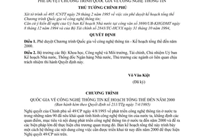 Quyết định 211-TTg phê duyệt chương trình Quốc Gia về Công Nghệ Thông Tin