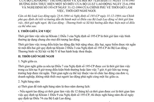 Thông tư 7-LĐTBXH/TT giờ làm việc thời giờ nghỉ ngơi hướng dẫn bộ luật lao động nghị định 195-cp