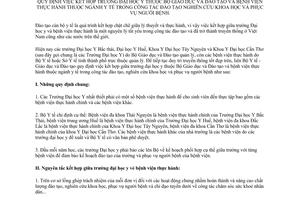 Thông tư liên tịch 06/TTLB 1995 kết hợp Đại học y Bệnh viện thực hành công tác đào tạo nghiên cứu phục vụ