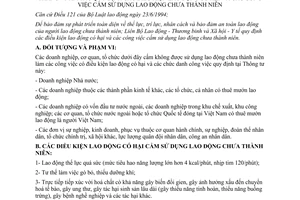 Thông tư liên bộ 09-TT/LB quy định điều kiện lao động có hại công việc cấm sử dụng lao động chưa thành niên