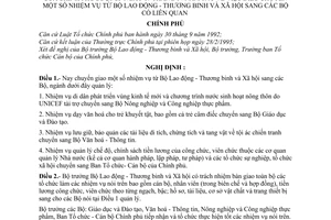 Nghị định 26/CP điều chuyển nhiệm vụ từ Bộ Lao động,thương binh và xã hội sang các Bộ có liên quan Chính Phủ