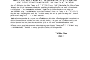 Thông tư 31 TC/KBNN hướng dân mở tài khoản tạm giữ trích lập, sử dụng quỹ chống hành vi kinh doanh trái pháp luật sửa đổi,  Thông tư 77 TC/KBNN