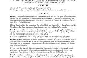 Nghị định 27/CP quản lý, sản xuất, cung ứng và sử dụng vật liệu nổ công nghiệp