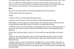 Luật Hàng không dân dụng Việt Nam 1995 sửa đổi 39-L/CTN