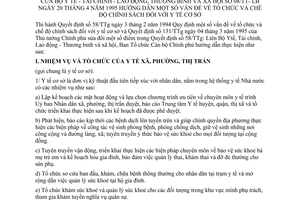 Thông tư liên bộ 08/TT-LB hướng dẫn tổ chức chế độ chính sách y tế cơ sở