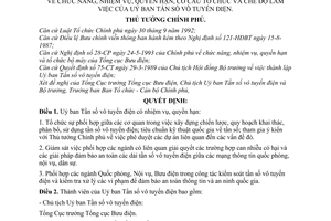 Quyết định 242-TTg chức năng, nhiệm vụ, quyền hạn, cơ cấu tổ chức và chế độ làm việc ủy ban Tần số vô tuyến điện