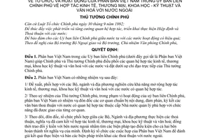 Quyết định 258-TTg tổ chức hoạt đông phân ban Việt Nam trong ủy ban liên chính phủ hợp tác kinh, thương mại, khoa học kỹ thuật và văn hóa nước ngoài