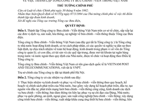 Quyết định 249-TTg thành lập Tổng công ty Bưu chính - Viễn thông Việt Nam