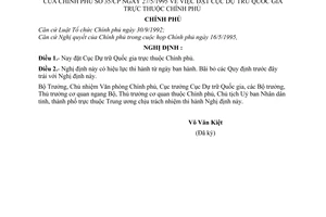 Nghị định 35/CP đặt Cục Dự trữ Quốc gia trực thuộc Chính phủ