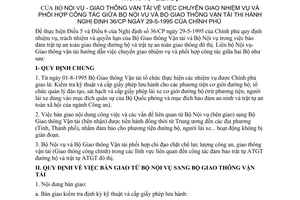 Thông tư liên bộ 142 TTLB/NV-GTVT chuyển giao nhiệm vụ phối hợp công tác giữa Bộ Nội vụ Bộ Giao thông vận tải hướng dẫn Nghị định 36/CP