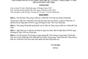 Nghị định 37-CP tổ chức Tổng công ty Dầu mỏ và Khí đốt Việt Nam