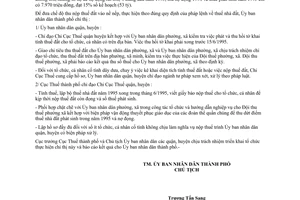 Chỉ thị 24/CT-UB-KT tập trung thu thuế đất còn đọng năm 1994 phát sinh năm 1995