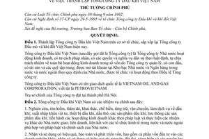Quyết định 330-TTg thành lập Tổng công ty Dầu khí việt nam