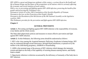 Ordinance No. 40-L/CTN of May 31, 1995, on the prevention and fight against HIV-AIDS infection