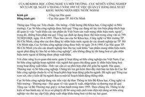 Công văn 213-PC/QL quản lý hàng hoá xuất khẩu mang nhãn hiệu nước ngoài