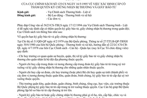 Công văn 125/CS xác định cấp có thẩm quyền ký giấy chứng nhận bị thương và giấy báo tử