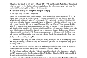 Công văn 233-CV/NH14 hướng dẫn thi hành tổ chức hoạt động của trung tâm thông tin tín dụng