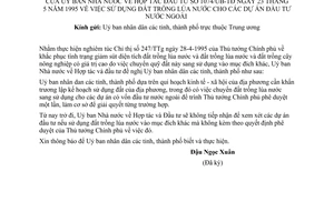 Công văn 1074/UB-TĐ sử dụng đất trồng lúa nước cho các dự án đầu tư nước ngoài