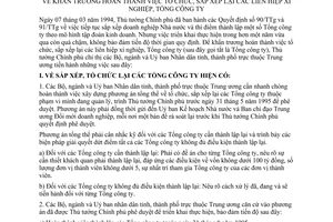 Chỉ thị 272-TTg khẩn trương hoàn thành tổ chức sắp xếp lại liên hiệp xí nghiệp tổng công ty