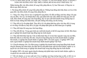 Thông tư 910/UB-QL hướng dẫn điều chỉnh bổ sung giấy phép đầu tư