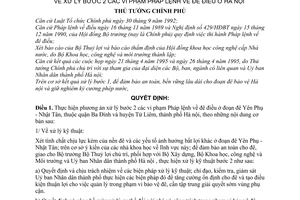 Quyết định 274-TTg xử lý bước 2 các vi phạm Pháp lệnh đê điều Hà Nội