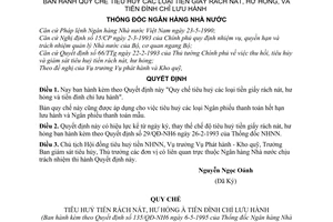 Quyết định 135/QĐ-NH6 Quy chế tiêu huỷ các loại tiền giấy rách nát, hư hỏng, và tiền đình chỉ lưu hành