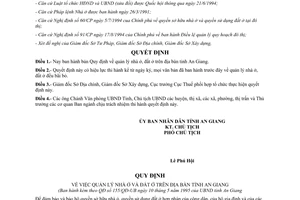 Quyết định 355/QĐ.UB năm 1995 Quy định quản lý nhà ở đất ở