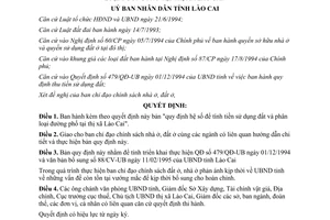 Quyết định 618/QĐ.UB năm 1995 hệ số để tính tiền sử dụng đất Lào Cai