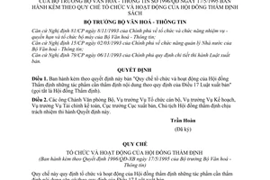 Quyết định 1996/QĐ Quy chế tổ chức hoạt động Hội đồng thẩm định sách