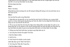 Hiệp định tránh đánh thuế hai lần ngăn ngừa trốn thuế thu nhập giữa Việt Nam Cộng hoà nhân dân Trung Hoa 1995