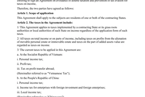 Agreement between the Government of the socialist republic of Vietnam and the