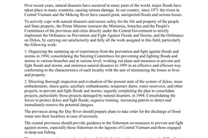 Directive No. 306-TTg of May 24, 1995, on the protection of dykes, prevention and fight against floods and storms, and minimization of natural disasters in 1995