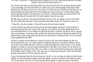 Chỉ thị 305/TTg tổng kết tình hình hoạt động loại hình doanh nghiệp thuộc mọi thành phần kinh tế
