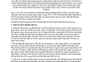 Thông tư liên bộ 503-LB/TT thủ tục kết hôn nhận con ngoài giá thú nuôi con nuôi nhận đỡ đầu giữa công dân Việt Nam và nước ngoài