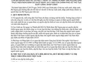 Thông tư 163-NG/TT thủ tục xuất nhập cảnh hướng dẫn Nghị định 24/CP