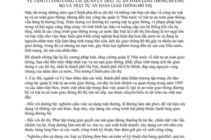 Chỉ thị 317-TTg tăng cường công tác quản lý trật tự an toàn giao thông đường bộ giao thông đô thị